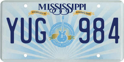 MS license plate YUG984