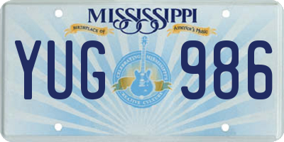 MS license plate YUG986