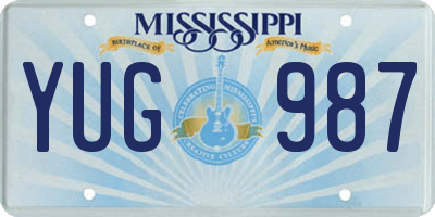 MS license plate YUG987