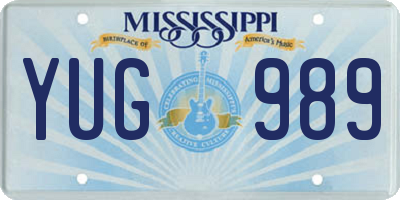 MS license plate YUG989