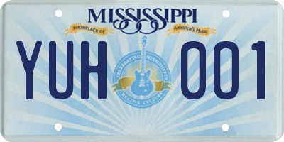 MS license plate YUH001