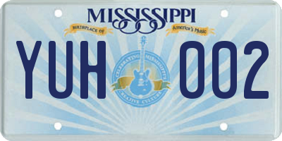 MS license plate YUH002