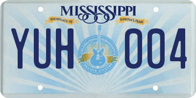 MS license plate YUH004