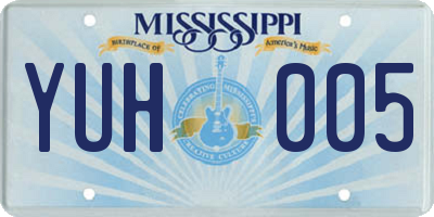 MS license plate YUH005