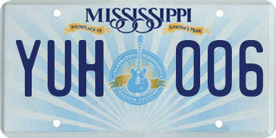 MS license plate YUH006