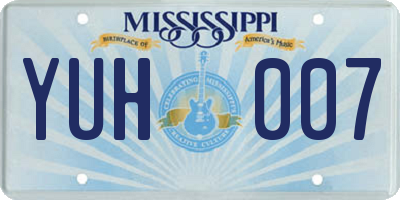 MS license plate YUH007