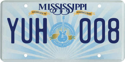 MS license plate YUH008