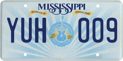 MS license plate YUH009