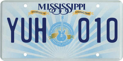 MS license plate YUH010