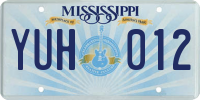 MS license plate YUH012