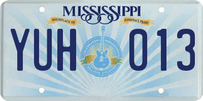 MS license plate YUH013