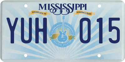 MS license plate YUH015