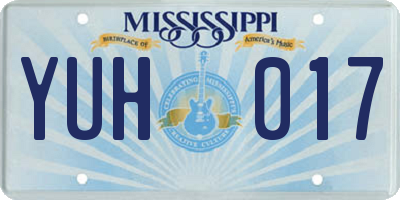 MS license plate YUH017