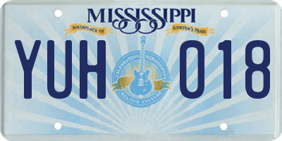 MS license plate YUH018