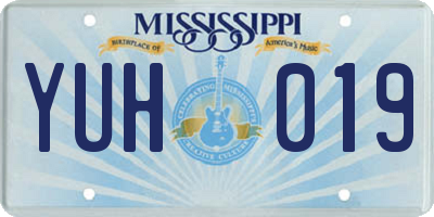 MS license plate YUH019