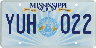 MS license plate YUH022
