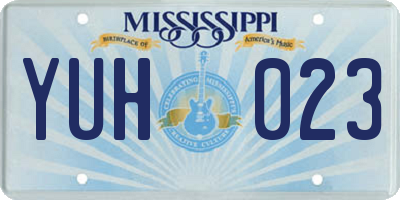 MS license plate YUH023