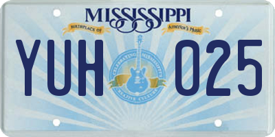 MS license plate YUH025