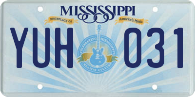 MS license plate YUH031