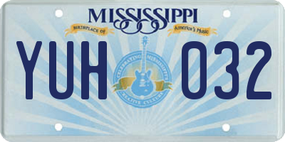 MS license plate YUH032