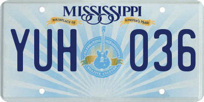 MS license plate YUH036