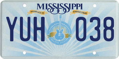 MS license plate YUH038