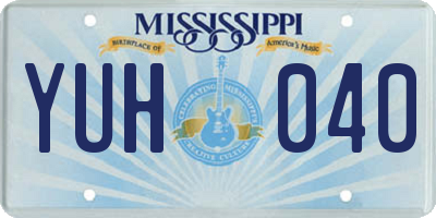 MS license plate YUH040