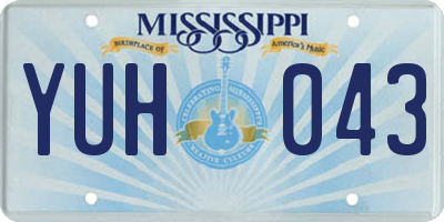 MS license plate YUH043
