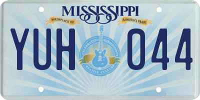 MS license plate YUH044