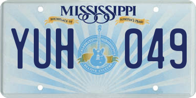 MS license plate YUH049