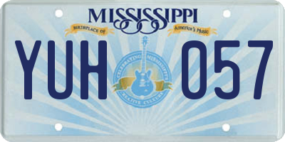 MS license plate YUH057