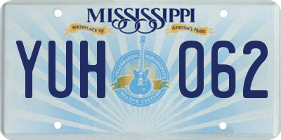 MS license plate YUH062