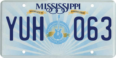 MS license plate YUH063
