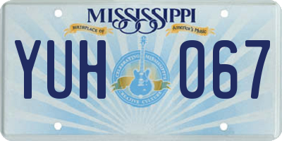MS license plate YUH067