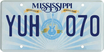 MS license plate YUH070