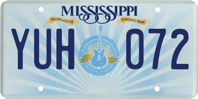 MS license plate YUH072