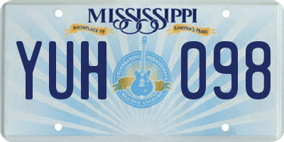 MS license plate YUH098