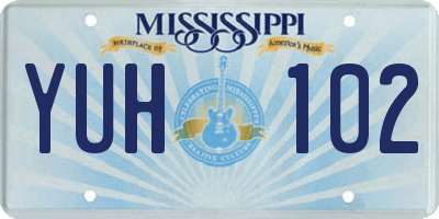 MS license plate YUH102