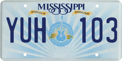 MS license plate YUH103