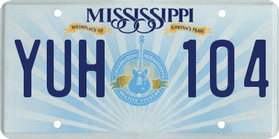 MS license plate YUH104
