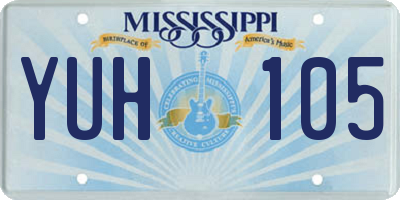 MS license plate YUH105