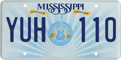 MS license plate YUH110