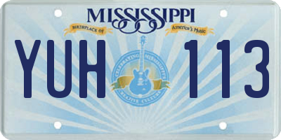 MS license plate YUH113
