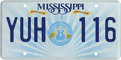 MS license plate YUH116