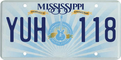 MS license plate YUH118