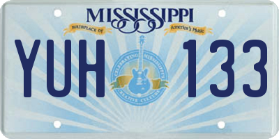 MS license plate YUH133