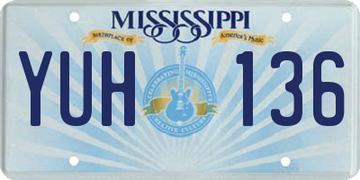 MS license plate YUH136