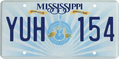 MS license plate YUH154