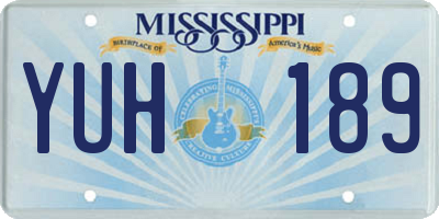 MS license plate YUH189