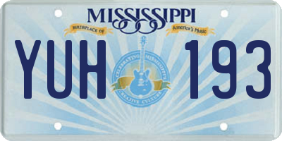 MS license plate YUH193
